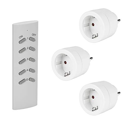 SEC24 HAF760S - Enchufes Inalámbricos Inteligentes con Mando a Distancia con Control Remoto Interruptores a Distancia, Juego de Enchufes de 3 x Por Enchufe Con 1 x Mando a Distancia, 2300W, Blanco