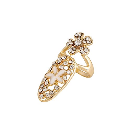 Secreto del invierno chapado en oro – estilo Diamond Accented Flor Uña Anillo Secreto del invierno chapado en oro – estilo Diamond Accented Flor Uña Anillo