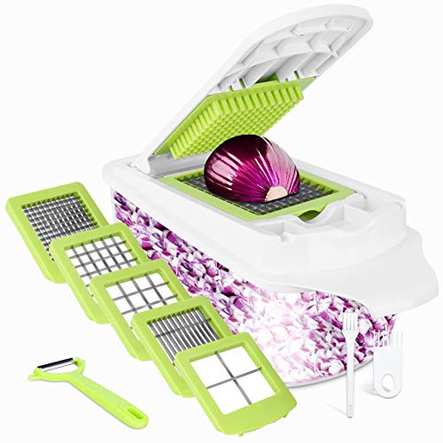 Sedhoom 12 Piezas Cortador de Verdura Mandolina de Verduras Multifuncional Mandolina de Cocina Slicer Espiral Rallador de Cuchillas Acero Inoxidable, Pelador