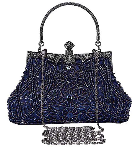 Selighting Cartera de Mano Fiesta Vintage, Clutch Mujer Elegante Bolso de Noche Bolsos de Embrague con Cuentas para Fiesta Cóctel Ceremonia Boda Novia (Azul) Selighting Cartera de Mano Fiesta Vintage, Clutch Mujer Elegante Bolso de Noche Bolsos de Embrague con Cuentas para Fiesta Cóctel Ceremonia Boda Novia (Azul)
