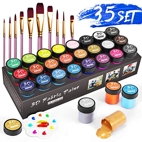 Set Pintura Textil, RATEL Pack de Pintura Textil 24 x 15 ml Pintura para Tela y Ropa permanentes y lavables, ideal para ropa, bolsas y todas las telas, con 10 pinceles y 1 paleta Set Pintura Textil, RATEL Pack de Pintura Textil 24 x 15 ml Pintura para Tela y Ropa permanentes y lavables, ideal para ropa, bolsas y todas las telas, con 10 pinceles y 1 paleta