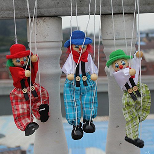 Sharplace 2 x 1pc Juegos Educativos de Payaso Marioneta Títere Madera para Niños Clown