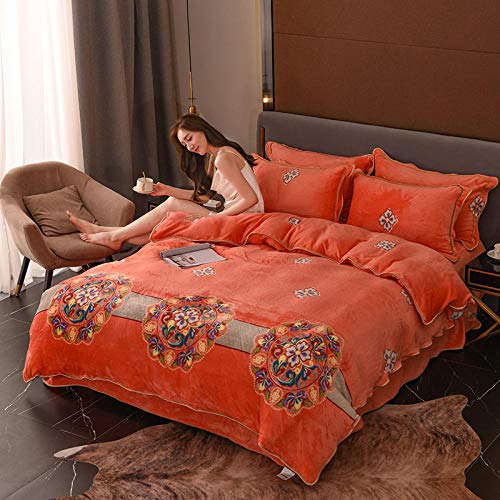 Shinon Funda nordica Cama 186,Forro Polar Grueso y cálido Cama Doble Individual Individual Funda nórdica tamaño King Funda de Almohada apartamento Familiar Hotel Z_Cama de 2,0 m (4 Piezas)