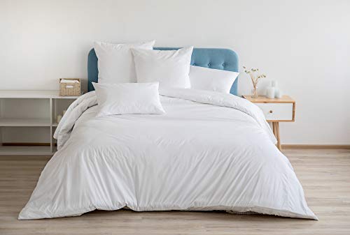 Sibiles - Juego Funda Nórdica 100% Algodón Blanca Hotel con Sábana Bajera y Fundas Almohada (Cama 150) Sibiles - Juego Funda Nórdica 100% Algodón Blanca Hotel con Sábana Bajera y Fundas Almohada (Cama 150)