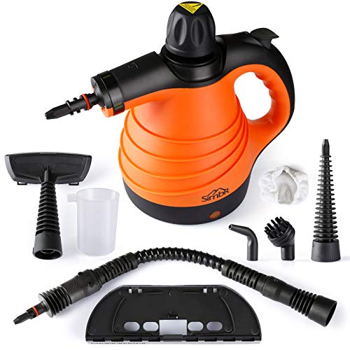 SIMBR Limpiador a Vapor de Mano, Vaporeta de Limpieza Hogar 1050W, Limpiador portátil de Usos Múltiples con Tanque de 350mL, 9 Accesorios para Baño, Cocina, Piso, Alfombra, Cortinas y Otros Lugares