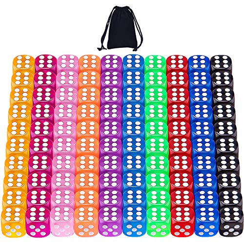 SIQUK 100 Piezas Dados 12mm 6 Caras Dados 10 Colores Translúcidos Dados para Tenzi Casino Dados Juegos de Mesa SIQUK 100 Piezas Dados 12mm 6 Caras Dados 10 Colores Translúcidos Dados para Tenzi Casino Dados Juegos de Mesa