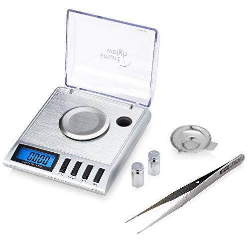 Smart Weigh GEM20 Báscula para miligramos digital de alta precisión 20x0.001g ideal para pesar gemas, joyas y otros objetos preciosos (plata)