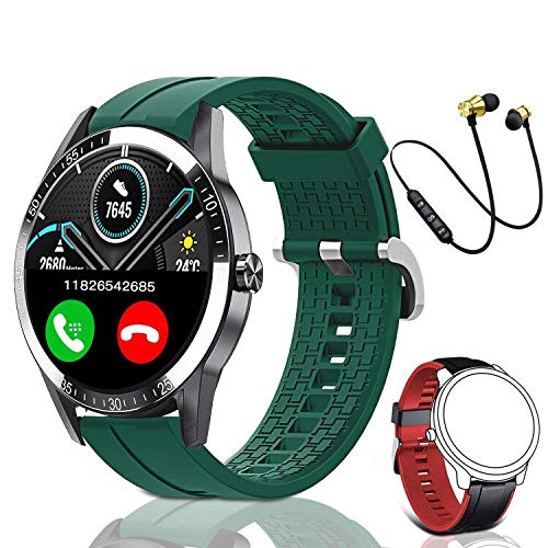 Smartwatch, Reloj Inteligente Mujer Hombre Niños Fitness Tracker, Pulsera de Actividad Inteligente Contador de Caloría Monitoreo Pulsómetros Auriculares Bluetooth Deportivos, para Android iOS(Verde)