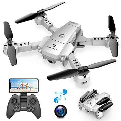 SNAPTAIN A10 Mini Drone con Cámara 720P HD Plegable FPV Control de Voz, Control de Gestos, Trayectoria de Vuelo, Vuelo Circular, Rotación de Alta Velocidad, FILP 3D, Sensor G, Modo sin Cabeza