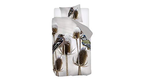 Snoozing Bluebird - Juego de Cama (satén de algodón) 140x200/220 cm Gris Snoozing Bluebird - Juego de Cama (satén de algodón) 140x200/220 cm Gris