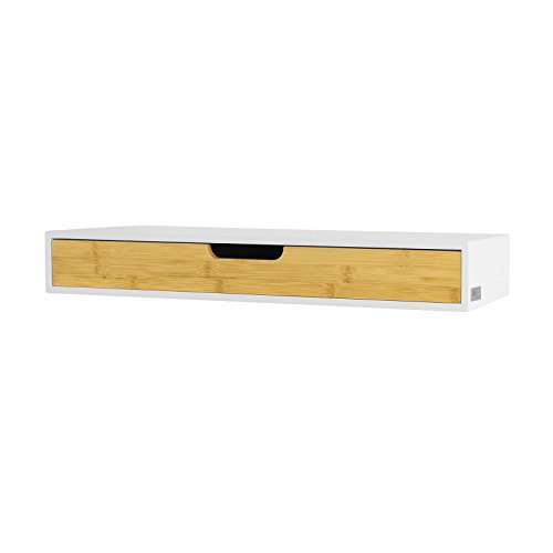 SoBuy FRG93-WN, Estante de Pared con Cajón, Estante Estantería para la Sala, Estilo Moderno, ES