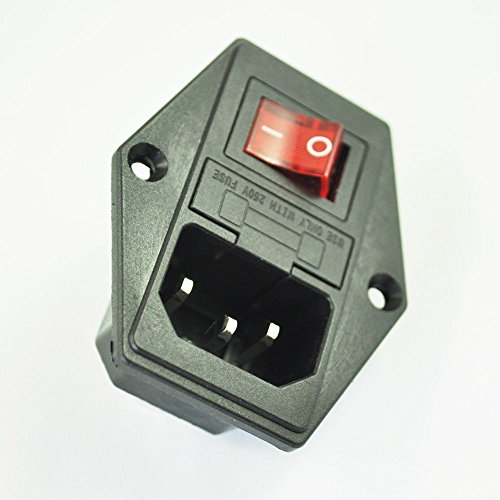 SODIAL(R) 3 Pin IEC320 C14 Enchufe de Modulo de Entrada Interruptor Fusible Macho Enchufe de Corriente 10A 250V