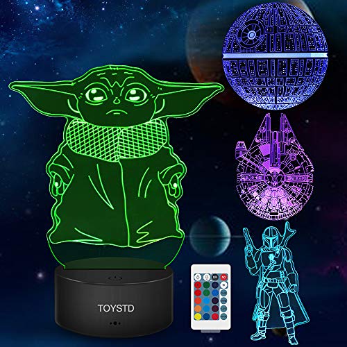 Star Wars 3D LED Luz de noche, Lámpara de ilusión Cuatro tipos y 16 colores Lámpara de decoración Cambio - Regalo perfectos para niño Star Wars 3D LED Luz de noche, Lámpara de ilusión Cuatro tipos y 16 colores Lámpara de decoración Cambio - Regalo perfectos para niño