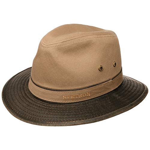 Stetson Sombrero de Algodón Anti UV Hombre - Sol Verano Primavera/Verano - L (58-59 cm) Beige Oscuro