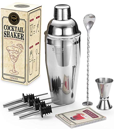 STNTUS INNOVATIONS Coctelera, 7 Pezzi Cocktail Kit, 750ml Profesional Coctelera para Cocteles de Acero Inoxidable, Set Cocteleria Kit de Camarero, con Jigger, Kit Mojito (Coctelera 7 Piezas)