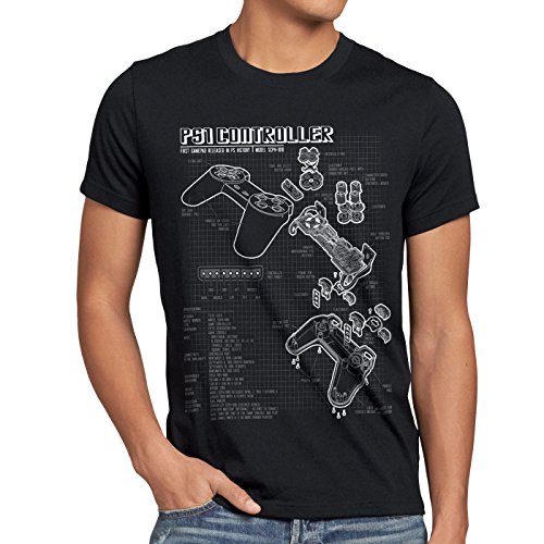 style3 PS1 Controlador Cianotipo Camiseta para Hombre T-Shirt Videojuego videoconsola Classic Gamer, Talla:M, Color:Negro style3 PS1 Controlador Cianotipo Camiseta para Hombre T-Shirt Videojuego videoconsola Classic Gamer, Talla:M, Color:Negro