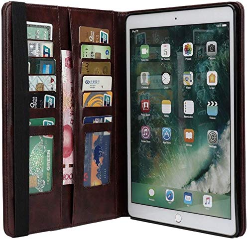 Suney 2019 iPad Mini 5 Case 7.9 pulgadas, funda inteligente de piel sintética de lujo con ranuras para tarjetas y soporte para lápiz y funda magnética para iPad Mini 5 de 7.9 pulgadas, color marrón