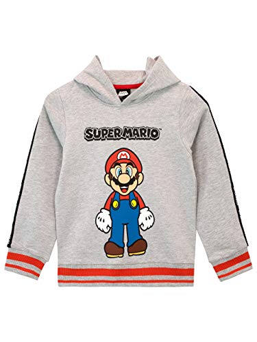 SUPER MARIO Sudadera con Capucha para Niños Gris 5-6 Años SUPER MARIO Sudadera con Capucha para Niños Gris 5-6 Años