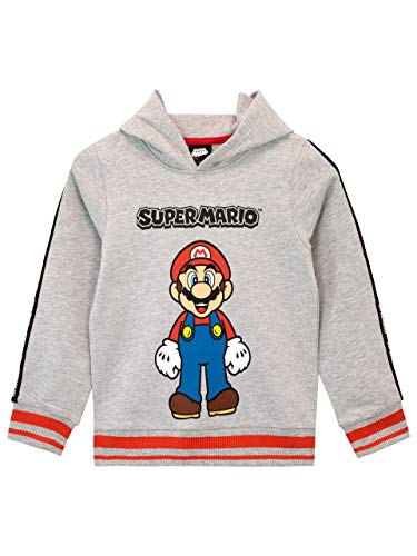 SUPER MARIO Sudadera con Capucha para Niños Gris 5-6 Años