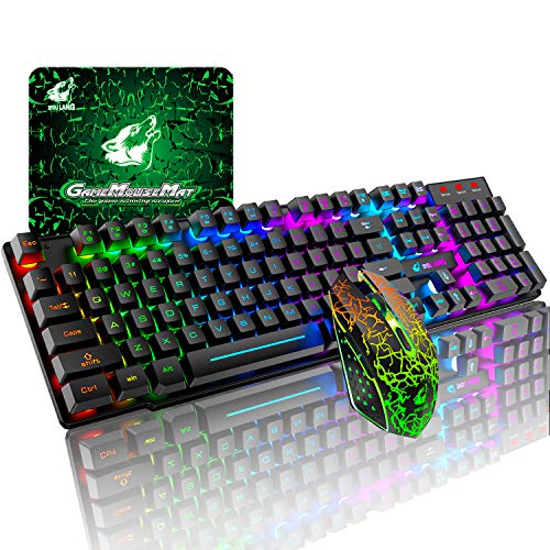 T3 Juego de teclado y ratón inalámbricos 2.4 G recargable de tacto mecánico impermeable con retroiluminación arco iris +2400 DPI ópticos de arco iris LED Ratón para juegos+Alfombrilla de ratón(negro) T3 Juego de teclado y ratón inalámbricos 2.4 G recargable de tacto mecánico impermeable con retroiluminación arco iris +2400 DPI ópticos de arco iris LED Ratón para juegos+Alfombrilla de ratón(negro)