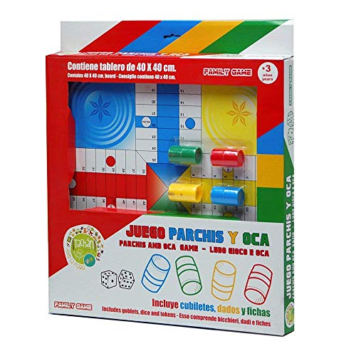 Tachan-Juego Parchís y Oca, de Madera, 40 cm, Color Rojo y Blanco, (CPA Toy Group 74020099) Tachan-Juego Parchís y Oca, de Madera, 40 cm, Color Rojo y Blanco, (CPA Toy Group 74020099)