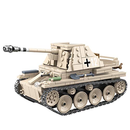Tanques Militares Modelo de Bloques de Construcción, ColiCor 608pcs Weasel III Anti-Tank Tanque Modelo, Juguetes del Tanque del Ejército para niños y Adultos, Compatible con Lego