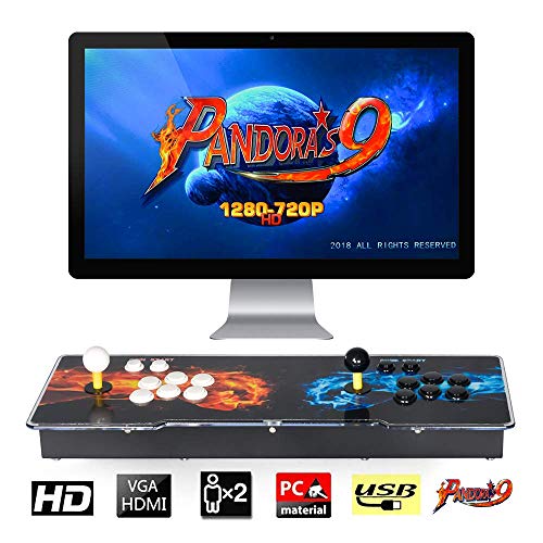 TAPDRA Pandora's Box 9 Joystick y Botones multijugador Arcade Console, Arcade Games Machines, 1500 Retro Video Games All in One, el Sistema más Nuevo con CPU Avanzada Compatible con HDMI y VGA