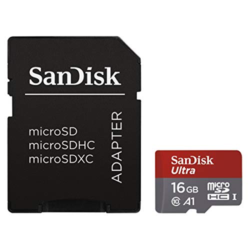 Tarjeta de Memoria SanDisk Ultra Imaging microSDHC de 16 GB con Adaptador SD con hasta 98 MB/s y Class 10, U1, A1, Gris y Rojo