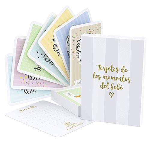 Tarjetas de Etapas del Bebé y Caja de Recuerdos, 40 Tarjetas de Fotos de Momentos Especiales Unisex, con los Logros de Edades Claves y Embarazo, el Regalo Ideal para la Futura Mamá (Español) Tarjetas de Etapas del Bebé y Caja de Recuerdos, 40 Tarjetas de Fotos de Momentos Especiales Unisex, con los Logros de Edades Claves y Embarazo, el Regalo Ideal para la Futura Mamá (Español)