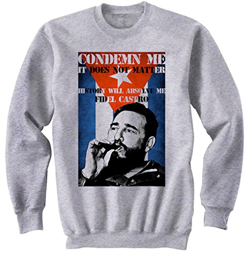 teesquare1st Fidel Castro CONDEMN ME Quote_2 Gris Sudadera Size Medium teesquare1st Fidel Castro CONDEMN ME Quote_2 Gris Sudadera Size Medium