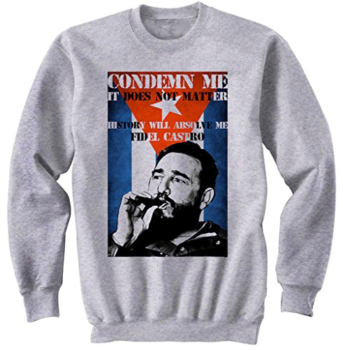 teesquare1st Fidel Castro CONDEMN ME Quote_2 Gris Sudadera Size Medium