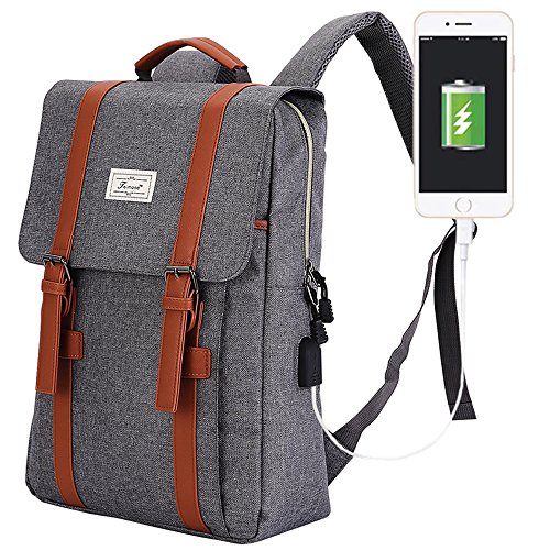 Teimose Mochila portátil de 15,6 Pulgadas con Puerto de Carga USB, iCasso Ligero Funcional Durable Nylon Bolsa de portátil de Viaje(gray) Teimose Mochila portátil de 15,6 Pulgadas con Puerto de Carga USB, iCasso Ligero Funcional Durable Nylon Bolsa de portátil de Viaje(gray)