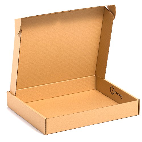 TeleCajas® | (25x) Caja de Cartón Postales Kraft | Cajas Automontables con Tapa para Almacenaje | Medidas: 45x35x07 cms ~ Portátil | Lote de 25 uds