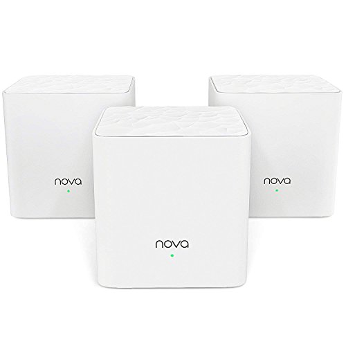 Tenda NOVA MW3 Mesh Router Sistema WiFi de Red en Malla (AC1200, 2.4GHz +5 GHz,Plug and Play, Mu-MIMO,Fast Ethernet 10/100,Funciona con Alexa sustituye tu Repetidor Extensor de Red Tradicional)Pack 3