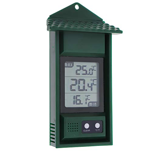 Termómetro digital para monitorizar las temperaturas máxima y mínima - Práctico termómetro de invernadero para interiores y exteriores, fácil de montar en la pared
