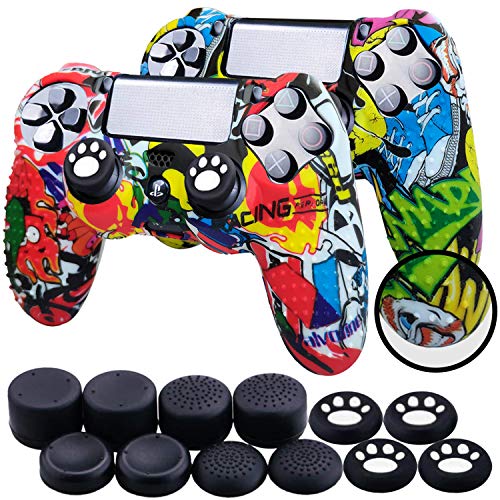 Th-some Fundas para Mando Sony PS4/ PS4 Pro/ PS4 Slim Dualshock 4, Silicona Camuflaje Carcasa Protectora Antideslizante para Play 4/ Playstation 4 (MulticolorB 2 Pcs)