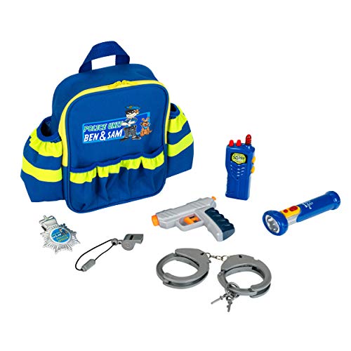 Theo Klein 8802 Mochila de policía con accesorios de la unidad de policía Ben & Sam, Con linterna a pilas, esposas y mucho más, Medidas: 28 cm x 25 cm x 8.5 cm, Juguete para niños a partir de 3 años Theo Klein 8802 Mochila de policía con accesorios de la unidad de policía Ben & Sam, Con linterna a pilas, esposas y mucho más, Medidas: 28 cm x 25 cm x 8.5 cm, Juguete para niños a partir de 3 años