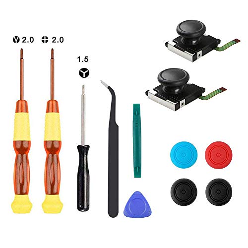 Thlevel 2PCS Joystick analógico 3D para Nintendo Switch Joy-con, Utiliza para el reemplazo del Joystick Izquierdo/Derecho, con Destornillador Herramientas de Reparación y 4 Tapas para Pulgar