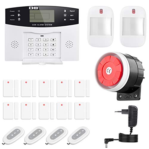 Thustand Sistema Alarma GSM Inalámbrico Control Remoto por Call/SMS - Kit Alarma Antirrobo Casa DIY con Sensor Puerta/Detector Movimiento PIR/Mando a Distancia para Hogar/Tienda Thustand Sistema Alarma GSM Inalámbrico Control Remoto por Call/SMS - Kit Alarma Antirrobo Casa DIY con Sensor Puerta/Detector Movimiento PIR/Mando a Distancia para Hogar/Tienda