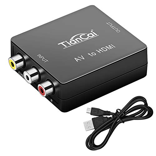 Tiancai RCA a HDMI, 1080P Compuesto CVBS AV a HDMI Adaptador de Audio y Vídeo para PC Portátil PS3 TV STB VHS VCR Cámara Reproductores de DVD Proyector