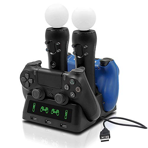 Tihokile Base de Carga para el Consola PS4, Puede Llenar la Consola PS4 y el Controlador PS4 VR, Para Play Station (4, VR, Pro, slim), Diseño de Alimentación Rápida, con Indicador Inteligente Tihokile Base de Carga para el Consola PS4, Puede Llenar la Consola PS4 y el Controlador PS4 VR, Para Play Station (4, VR, Pro, slim), Diseño de Alimentación Rápida, con Indicador Inteligente