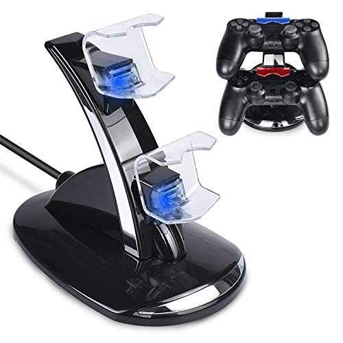 Tihokile Cargador Mando PS4, Dual USB Cargador para Playstation 4 PS4 Pro PS4 Slim Dock Stand con Indicador LED