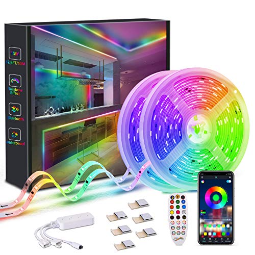 Tira LED, Kintty 10M Dreamcolor Tira LED RGB con Control APP, Impermeable IP68,Lámpara IC LED 5050 Incorporada con Efecto Persiguiendo Multi-luz, Adecuado para Navidad, Fiesta, Interior