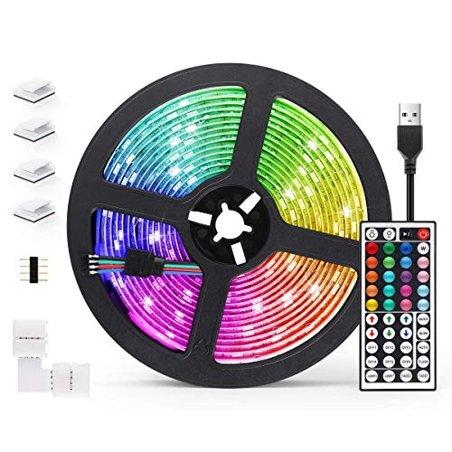 Tiras LED 5M, AGPTEK Luces LED 5050 RGB 150 Tira LED con Control Remoto de 44 Botones, 20 Colores 8 Modos de Brillo y 6 opciones DIY para Sala, Comedor, Cocina, Navidad, Halloween y Fiesta