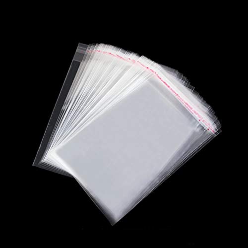 Tomkity 200pcs 7 * 12cm Bolsas de Celofán Transparente Plastico OPP con Cierre Autocierre Banda Autodhesiva para Caramelo Bombones Regalos (7 * 12cm con Adhesivo)