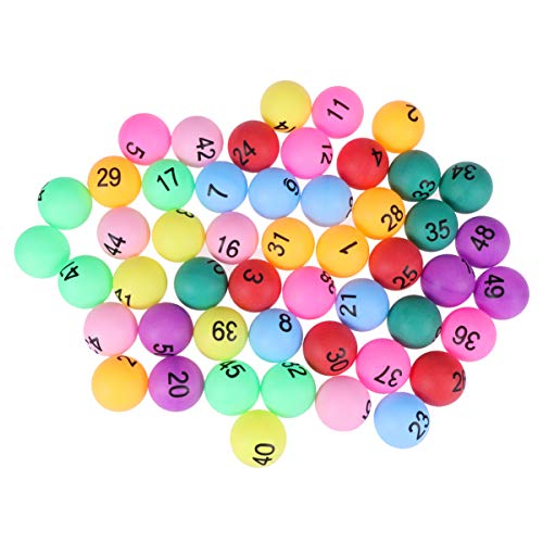 Toyvian Bolas de lotería de 50 Piezas Juego de Bolas de Bingo de plástico Multicolor de 40 mm