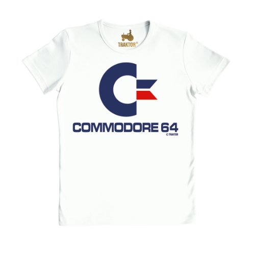 TRAKTOR Camiseta Commodore 64 - C64 - Camiseta de Culto - Camiseta con Cuello Redondo de la Marca Blanco - Diseño Original con Licencia, Talla XXL