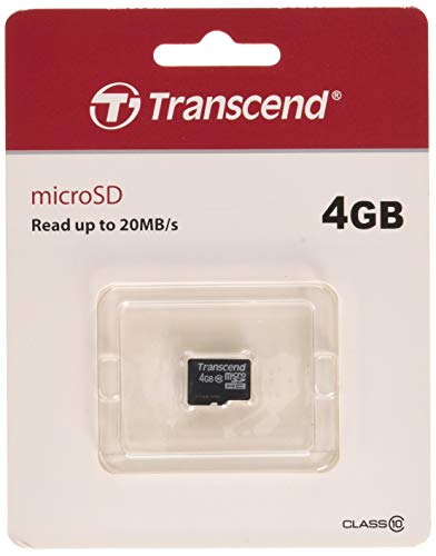 Transcend TS4GUSDC10 Memoria Flash 4 GB MicroSDHC Clase 10 - Tarjeta de Memoria (4 GB, MicroSDHC, Clase 10, Negro)