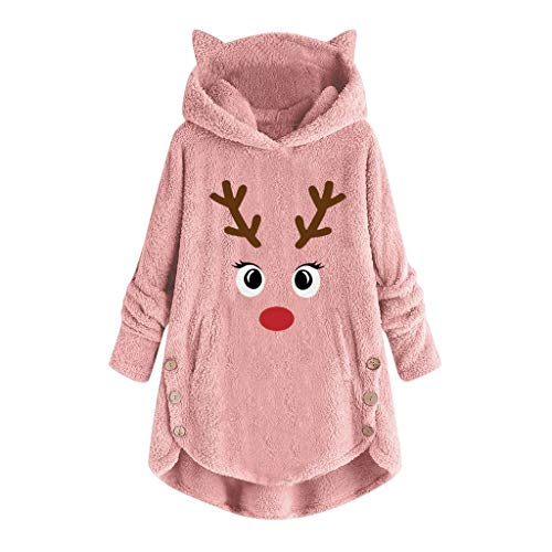 TUDUZ Sudadera con Capucha Mujer Jersey Algodón Pijama Hoodie Botón Abrigo Cálido Talla Extra S-5XL (RosadoE, XXXXXL) TUDUZ Sudadera con Capucha Mujer Jersey Algodón Pijama Hoodie Botón Abrigo Cálido Talla Extra S-5XL (RosadoE, XXXXXL)