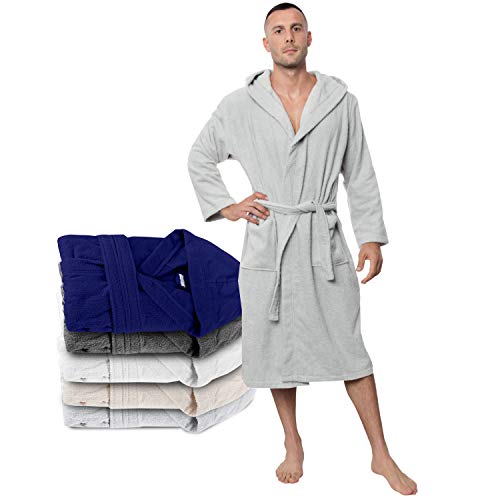 Twinzen Bata Baño con Capucha, Albornoz 100% Algodón para Hombre (L, Gris Estaño), 2 Bolsillos, Cinturón Certificado Oeko Tex - Bata de Baño - Albornoz Suave, Absorbente y Cómodo Twinzen Bata Baño con Capucha, Albornoz 100% Algodón para Hombre (L, Gris Estaño), 2 Bolsillos, Cinturón Certificado Oeko Tex - Bata de Baño - Albornoz Suave, Absorbente y Cómodo